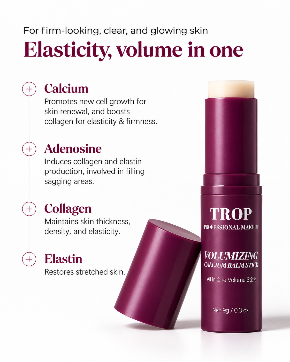 Trop™ Volumizing Calcium Balm Stick ( 10 ML - Including Calcium, Adenosine, Collagen, Elastin )