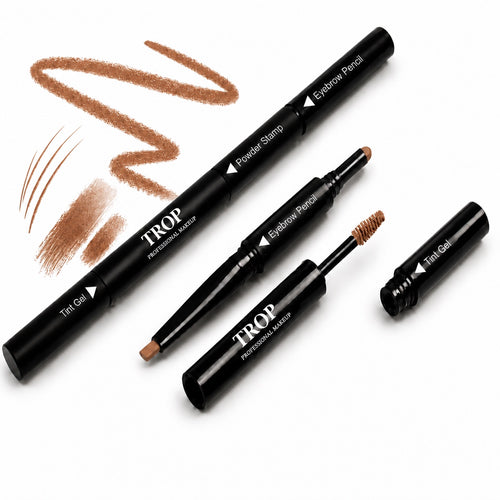 Shade: 02 Light Coffee | Trop Brow, Done. 3-in-1 Eyebrow Filler, Light Coffee, pencil and swatch
